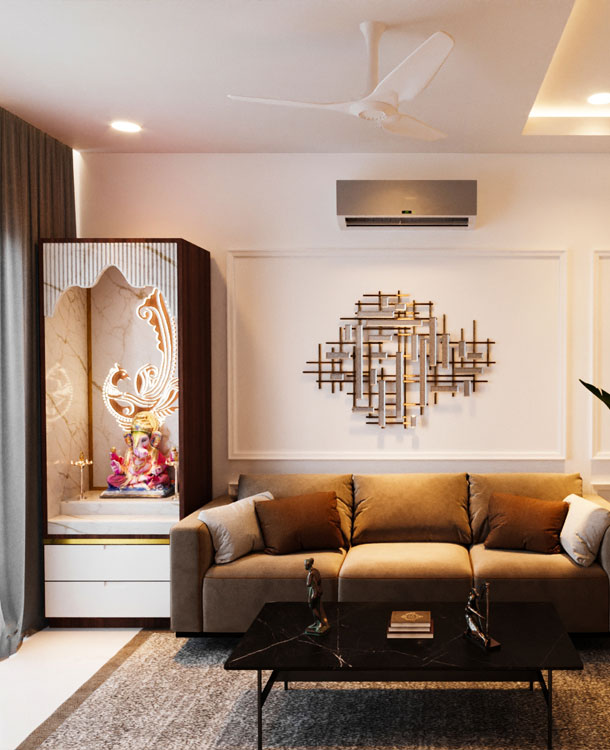 2 BHK Modern Living Room Design by Wedecor Interiors